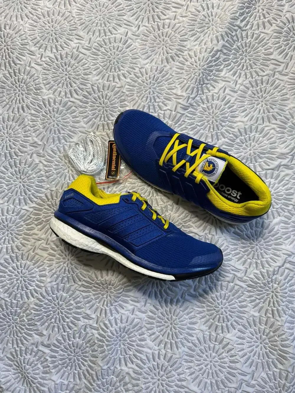 Adidas Supernova Glide 7 Boston Marathon Blue Yellow Running Shoes 10.5M AF3612